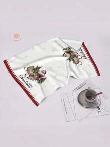 2/4 szt. świątecznych ściereczek kuchennych, w kolorze czerwonym z motywem płatków śniegu i choinki, ze Świętym Mikołajem, choinką, bałwanem, Świętym Mikołajem i płatkami śniegu, miękkie poliestrowe ściereczki do gotowania, pieczenia i sprzątania kuchni i łazienki. Specjalne ściereczki. - Wielokolorowe - Zobacz 8