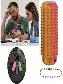 1pc Mini Sensory Keychain With 3D Cone Roller, Designed To Relieve Anxiety And Stress, Small Gift - Multicolor - View 5