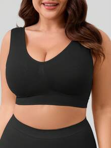 1 قطعة حمالة صدر لياقة بلا حواف لا سلكية قابلة للتعديل، حمالة صدر رياضية مريحة للنساء ذوات الحجم الكبير