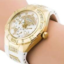 Guess Ceas de damă la modă esențial minimalist casual cu trei ochi aurii din rășină curea cuarț