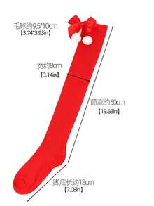 1Pair Christmas Knee High Socks For Women , Striped Long Stockings With Bow & Pom Poms, Holiday Cosplay Party Socks, Cozy Socks