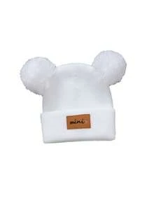 1/2/3件双绒球婴儿针织帽纯色羊毛钩针帽毛绒球儿童套头帽冬季保暖儿童无檐帽 - 彩色 - 查看 16