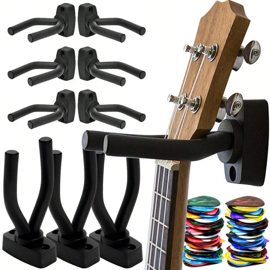 1-4pcs Guitar Hook With 2-12pcs SLL Guitar Picks Conventional Guitar Storage Hooks Instrument Accessories Suitable For Guitar Bass Ukulele - Multicolor - View 1