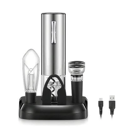 Electric Vine Opener With Foil Cutter, Pourer, Vacuum Pump, And Charging Station, Cordless Electric Corkscrew, Wine Opener Set, Wine With Gift Box