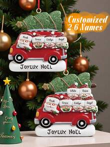 1 pieza Adorno de árbol de Navidad de madera personalizado, decoración colgante navideña familiar - Adorno de Navidad personalizado 2026, se pueden imprimir los nombres de los miembros de la familia, decoración personalizada del árbol de Navidad familiar