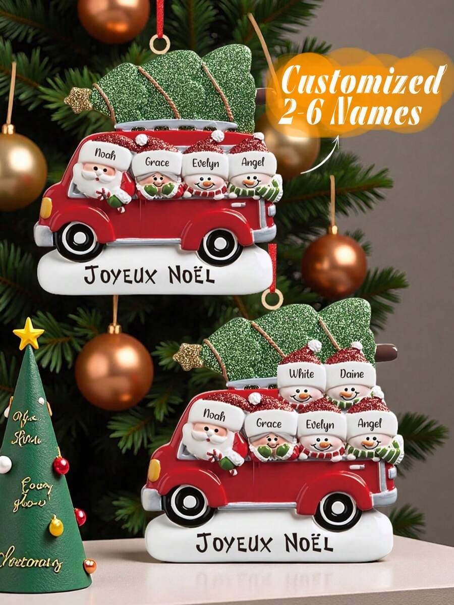 1 pieza Adorno de árbol de Navidad de madera personalizado, decoración colgante navideña familiar - Adorno de Navidad personalizado 2026, se pueden imprimir los nombres de los miembros de la familia, decoración personalizada del árbol de Navidad familiar