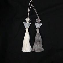 Jade Norigae - Korean Traditional Tassel Charm With Elegant Knot - Accessory Chuseok Gifts - Grey - View 5