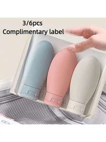 3pcs 60ml Leak-Proof Travel Bottles, Soap Dispenser Set, TSA Approved Silicone Squeeze Shampoo Refillable Toiletry Containers, Portable Nordic Style Travel Liquid Containers, Leak-Proof Refillable Packaging Liquid Containers, Empty Travel Containers, Suitable For Travel Decanting Bottles (With Labels) - Multicolor - View 9
