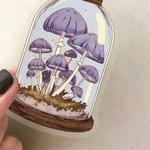 50张蘑菇瓶透明涂鸦贴纸，可重复使用，适用于行李箱、笔记本电脑、剪贴簿、节日装饰