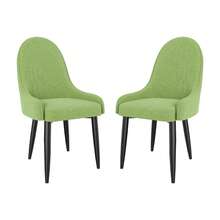 Dining Chairs Set Of 2, Modern Upholstered Fabric Kitchen Chairs, Dining Table Chairs With High Back And Metal Legs - 綠色 - 查看 1