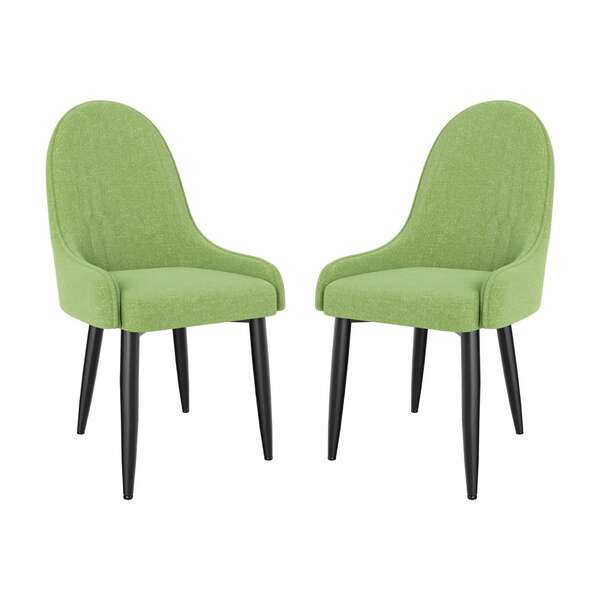 Eetkamerstoelenset van 2, moderne gestoffeerde stoffen keukenstoelen, eettafelstoelen met hoge rugleuning en metalen poten