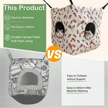 Small Animal Hideaway& Hammock, Cozy House With Roof For Small Pets To Sleep And Hide - Washable Pet Cave& Hideout Corner, Hanging Hammock Hideout Bed, Cage Accessories For Guinea, Hamster, Rat, Glider, Squirrel, Ferret, Kitten, Squirrel, Chinchilla