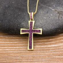 Nou Retro stil religios cruce pandantiv colier 4 culori pentru femei Vintage pavaj strălucitor cristal zirconia lanț choker bijuterii cadouri