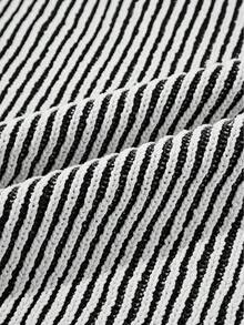 Acelitt Áo len chui đầu dài tay dáng rộng màu tương phản sọc thời trang - màu đen - Xem 10