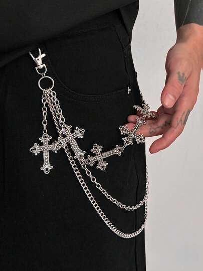 1 mặt dây chuyền tua rua hình chữ thập nhiều lớp phong cách Gothic, dây chuyền cơ thể hình học, phong cách Hip-Hop cổ điển, thích hợp cho lễ hội, tiệc tùng, trang phục thường ngày, dạo phố, sinh nhật nam/cặp đôi, tiệc, quà tặng trang sức quyến rũ đa năng dây chuyền thắt lưng