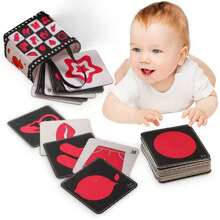 Black & White, Black & Red Contrast Cards, Visual Stimulation Cards For Newborn Baby, Color & Shape Recognition Educational Cards