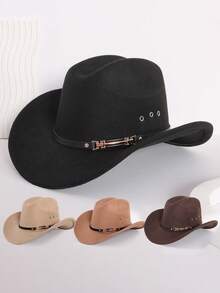 1 件装 男女款西部牛仔帽 经典卷边软呢帽 带扣腰带 - 牛仔禮帽 - 查看 14