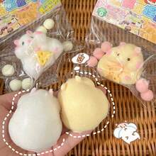 Cute Hamster Mochi Squishy Toy - TPR Soft Fuzzy - Stress Relief Squeeze Toys - Kids & Adults - 彩色 - 查看 6