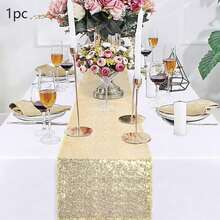 1/5pcs 12 X 108 Inch Silver Glitter Table Runner, Suitable For Wedding, Birthday Party, Holiday, Bridal Shower, Christmas, Daily Use, Outdoor - Multicolor - View 11