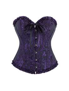 女士复古提花胸衣上衣，塑形紧身胸衣式性感抹胸露脐上衣，适合派对、万圣节、节日和其他场合