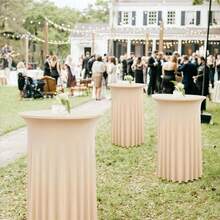 Khăn trải bàn cocktail co giãn 24/32 inch, khăn trải bàn tròn cho quầy bar cao, khăn trải bàn kiểu váy hè dệt kim, thiết kế rủ mềm mại, khăn trải bàn co giãn cho phòng tiệc và quầy bar. - Nhiều màu - Xem 11