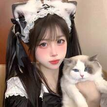 Pink Blue Black Cat Ear Headband Hair Clip Sweet Lolita Cosplay Hair Clip Cat Girl Hair Accessory Suitable For Wearing At Comic Con Events - 粉紅色髮帶 - 查看 4