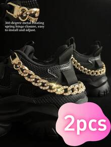 1/2pcs Fashion Zinc Alloy Rotary Spring Hook ABS Rhinestone Chain Decor For Boots, Skateboard Shoes, Backpacks - Perfect Gift For Holidays, Parties And Special Occasions - Silver - View 9