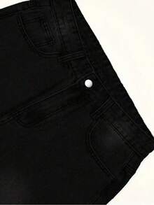 Boys Casual Pocket Elastic Waist Straight Loose Jeans, Everyday Wear - Black - View 5