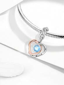 1个925纯银爱心月份吊坠，适合DIY手链，女士饰品 - 銀色 - 查看 4