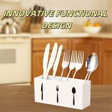 1 pièce Organisateur multifonctionnel d'ustensiles de cuisine - Porte-couverts en plastique économisant l'espace pour les cuillères, couteaux et fourchettes, rangement de la coutellerie pour les plans de travail et tiroirs de cuisine, idéal pour la maison, le restaurant et l'organisation de la table à manger