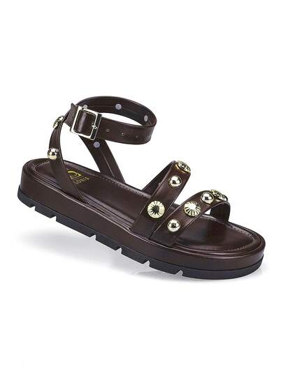 Loris Shoes Oficial Sandália Feminina Lóris Rasteira Papete Flatform Spike Fivela Confortável 052-079