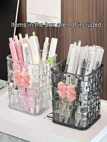 Transparent Desktop Pen Holder & Storage Box, Desk Organizer For Students, Office, Home Use