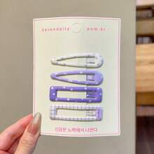 3 PiecesHair Barrettes Set - Stylish & Cute Plaid & Cartoon Design, Suitable For Teens, Ideal For Taming Bangs And Side Hair, Claw Clips