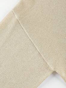 Plus Size Women Solid Color V-Neck Drop Shoulder Long Sleeve Casual Loose Knit Sweater, Autumn/Winter