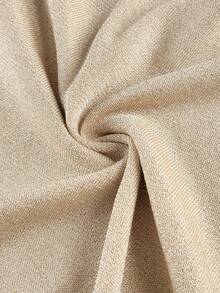 Plus Size Women Solid Color V-Neck Drop Shoulder Long Sleeve Casual Loose Knit Sweater, Autumn/Winter