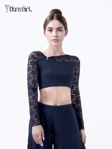 DonsGirl Komplet damski: koronkowy top z odkrytymi ramionami i szerokie spodnie – do aerial jogi, występów baletowych i baletu klasycznego oraz do noszenia na co dzień