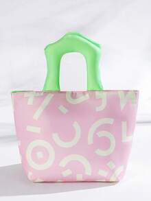 1pc Thickened Insulated Lunch Bag, Graffiti Handpainted Tote For Students And Office Workers Lunch Box For Traveling For Women Portable Waterproof Bag Lunchbox - Multicolor - View 13