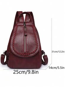 Fashion PU Fabric Double-Shoulder Bag With Flip Cover For Back To School Season; Student Backpack With Multiple Layers And Cross-Body Carry; Various Carrying