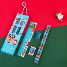 Christmas Gift Box Pencil Set, Handheld Stationery, Christmas Neutral Pen Stationery Set For Students, Cute Christmas Stationery, Stationery Set As Cute Christmas Surprise Gift