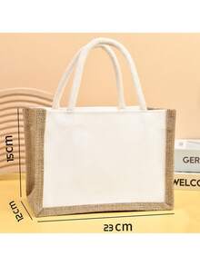 6/12 pezzi Borse a tracolla in iuta con manici - Borse della spesa riutilizzabili in iuta, tela bianca per progetti fai-da-te, regali di matrimonio, damigelle e shopping in spiaggia, 37*17*26cm/32*13*20cm, perfette per artigianato e organizzazione, forniture per confezioni regalo | Borsa a tracolla in iuta naturale | Materiale in iuta durevole, piccola borsa regalo - Bianco - Visualizzare 11