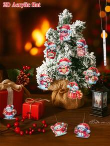 10Pcs Christmas Snowman Acrylic Pendant, Merry Christmas Hanging Ornament Christmas Tree Decoration Pendant, Xmas Decor, Christmas Decorations For Home, Christmas Party Favors, Xmas Party Supplies, Wall Decor, Door Decor, Room Decor, Window Decor, Winter Decorations, Ideal Christmas Gifts, New Year Party Decor