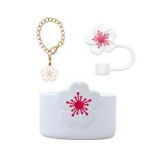 1 Set Accessori per Borraccia in Silicone con Fiore di Begonia 3D, Tappo Cannuccia da 10mm/0,39 pollici a Forma di Fiore di Begonia, Ciondolo a Forma di Fiore di Begonia, Set di Accessori per Borraccia Sportiva, Cartone Animato Carino, Antiscivolo Anti-Urto, Compatibile con