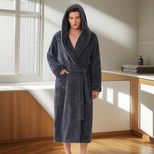 Cationic Couple Robe, Men/Women Long Thick Fleece Warm Bathrobe, Long Sleeve Soft Plush Sleepwear Set, Luxurious Warm Christmas & New Year Gift