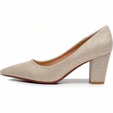 Zapato de tacón grueso Lewin para mujer-2025 - Brillo dorado - Ver 5
