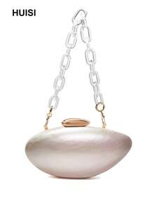 1 pieza Elegante bolso de mano de acrílico blanco perla para mujer, bolso de embrague de acrílico de mármol elegante para la noche, bolso de cosméticos perfecto para fiesta, boda, baile de graduación, banquete, Navidad