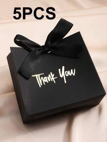 5/10pcs Kraft Paper Mini Gift Bags/Boxes, Foil Thank You Pattern Design With Gold Ribbon Bow, Suitable For Wedding, Valentine's Day, Birthday Party, Holiday Small Gifts Packaging, Halloween Candy, Snacks, Christmas Gifts, Christmas Tree Decor - Thank You Box - View 17
