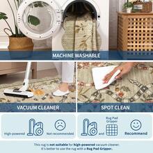 1Pcs Room Decor Modern Washable Scalloped Floral Snake Area Rug For Living Room Indoor Bedroom Foldable Floor Mats, Soft Low Pile Non Shedding Carpets For Offices Non-Slip Runner For Hallway Dorm - Brown - View 7