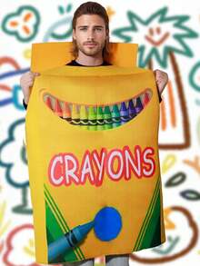 1pc Adult Solid Color Cartoon Pattern Digital Printing Thick Sponge Costume, Suitable For Short Video, Game, Cosplay, Large Plush Doll, Prank, Drama Performance