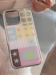 GUCADI 1 szt. galwanizowanej żywicy INS Style Różowy motyl, gwiazda, gradientowe paski, miękka, twarda obudowa na telefon, kompatybilna z 'em 16/15/14/13, wodoodporna, odporna na wstrząsy, odporna na upadki i zarysowania - Wielokolorowe - Zobacz 5