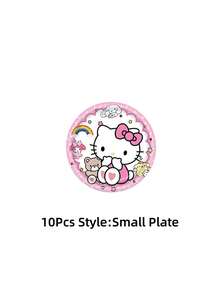 Sanrio 1/10/20/52 pièces/set Fournitures de fête Hello chat Vaisselle Gobelets en papier Serviettes en papier Nappe Drapeaux Sacs cadeaux Décoration de salle Convient pour anniversaire mariage cérémonie de remise des diplômes fête familiale quotidienne Décorations de Noël